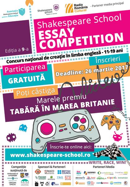 Shakespeare School Essay Competition da startul celei de-a 9-a editii a concursului national de creatie in limba engleza!